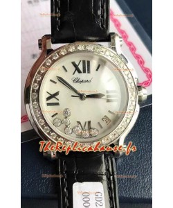Chopard Happy Montre Quartz Suisse en acier inoxydable Réplique miroir 1:1 - Diamants véritables 
