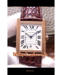Montre "Cartier Tank Solo" Montre automatique suisse en plaqué or rose 31MM de large 