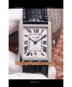 Montre "Cartier Tank Solo" Montre automatique suisse avec boîtier en acier inoxydable de 31 mm de large 