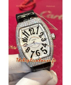 Franck Muller V32 Réplique de la montre suisse à quartz Mossanite 1:1 36MM Chiffres noirs