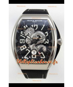 Franck Muller Vanguard Super Clone Yachting Dragon V45 Cadran noir Boîtier en acier inoxydable 