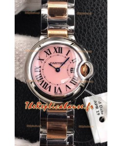 Montre "Ballon De Cartier" Suisse Quartz 1:1 Qualité Miroir 28MM avec bracelet en or rose deux tons