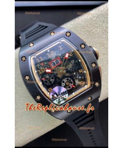 Montre Richard Mille RM011 Felipe Massa 1:1 Qualité Miroir Une Pièce Céramique Noire Or Rose 