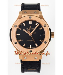 Hublot Super Clone Classic Fusion Or Rose 38MM Réplique Montre 1:1 Cadran noir