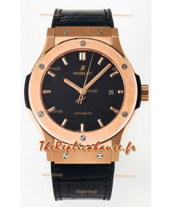 Hublot Super Clone Classic Fusion Or Rose 42MM Réplique Montre 1:1 Cadran noir