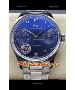 IWC Super Clone Portugieser Montre Réplique Suisse 1:1 Cadran bleu Montre boîtier acier