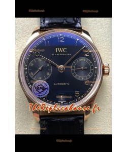 IWC Super Clone Portugieser Montre Réplique Suisse 1:1 Or Rose avec cadran noir 