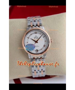 Omega De Ville Montre Suisse Automatique Edition en Or Rose Bicolore Cadran Blanc 