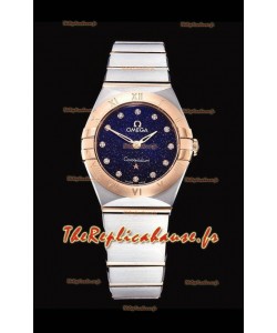 Omega Constellation Ladies Swiss Quartz Réplique 1:1 Miroir - Boîtier bicolore en cadran noir étoilé 
