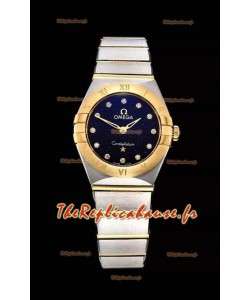 Omega Constellation Ladies Swiss Quartz Réplique 1:1 Miroir - Boîtier bicolore avec cadran noir étoilé 