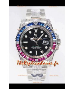Rolex GMT Masters II Diamants Montre Suisse en boîtier 904L - Qualité Miroir 1:1