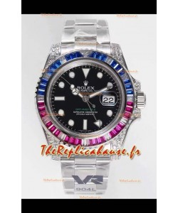 Rolex GMT Masters II Diamants Montre suisse en boîtier 904L - 1:1 Qualité Miroir