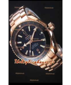 Omega Seamaster Planet Ocean 43.5MM GMT Montre Réplique 1:1 Miroir en Or Rose 43.5MM