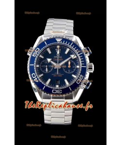 Chronographe Omega Planet Ocean 600M 904L Cadran bleu acier 1:1 Réplique de montre miroir 