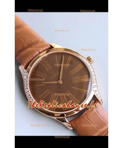 Omega De Ville Tresor Edition Montre Suisse à Quartz 36MM Boîtier Or Rose Cadran Marron