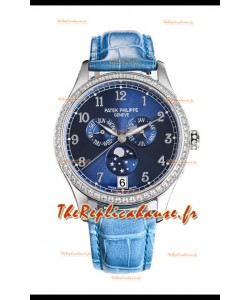 Patek Philippe Complications 4948G Quantième Annuel Phase de Lune Cadran Bleu Or Blanc Réplique Suisse 