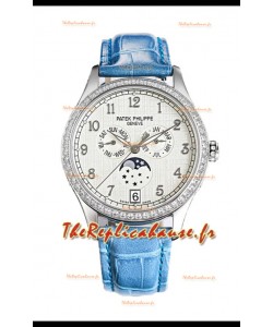 Patek Philippe Complications 4948G Quantième Annuel Phase de Lune Cadran Blanc Or Blanc Réplique Suisse 