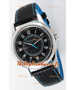 Patek Philippe Calatrava 6007 Cadran noir Aiguilles bleues Boîtier acier 904L Montre réplique 1:1 