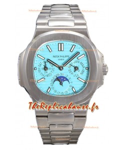 Patek Philippe Nautilus 5740 Quantième Perpétuel Or Blanc Cadran Tiffany Montre réplique suisse 