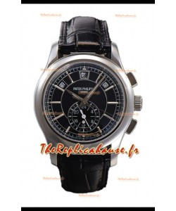 Patek Philippe 5205 Complications Moonphase Cadran noir Montre 1:1 miroir Réplique Suisse