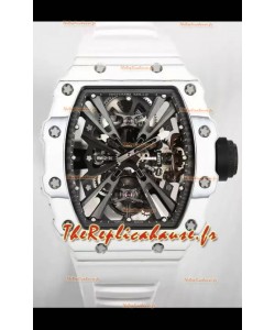 Richard Mille RM12-01 Montre réplique 1:1 à mouvement tourbillon authentique avec boîtier en fibre de carbone blanc