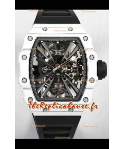 Richard Mille RM12-01 Montre réplique 1:1 du mouvement tourbillon authentique avec boîtier en fibre de carbone blanc