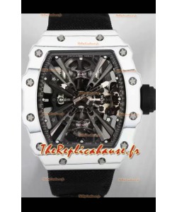 Richard Mille RM12-01 Montre réplique 1:1 du mouvement tourbillon authentique avec boîtier en fibre de carbone blanc