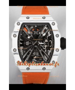 Richard Mille RM12-01 Montre réplique 1:1 du mouvement tourbillon authentique avec boîtier en fibre de carbone blanc