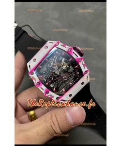 Richard Mille RM38-02 Montre réplique Bubba Watson en fibre de carbone blanche Mouvement Tourbillon Véritable 1:1