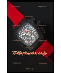 Richard Mille RM011 Filipe Massa PVD Montre Réplique Suisse avec Sangle en Nylon Rouge