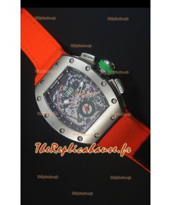 Richard Mille RM011 Filipe Massa Boîtier en Titane Montre Réplique Suisse avec Sangle en Nylon Orange