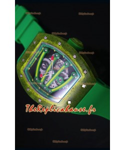 Montre Replica Suisse RM059 Yohan Blake Richard Mille avec Boitier en Carbone Forgé avec une Lunette Verte