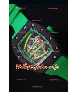 Montre Replica Suisse RM059 Yohan Blake Richard Mille avec Boitier en Carbone Forgé avec une Lunette Verte
