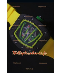 Montre Replica Suisse RM059 Yohan Blake Richard Mille avec Boitier en Carbone Forgé avec une Lunette Jaune
