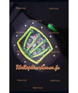 Montre Replica Suisse RM059 Yohan Blake Richard Mille avec Boitier en Carbone Forgé avec une Lunette Jaune