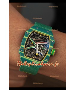 Montre Richard Mille Super Clone RM67-02 Wayde Van Niekerk Carbone Vert TPT 37 Grammes Bracelet Vert