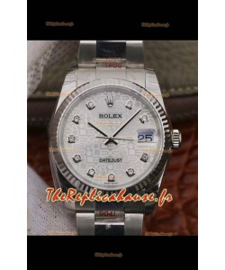 Montre Rolex Datejust 36MM Mouvement Cal.3135 Réplique Suisse avec boîtier en acier 904L et cadran blanc