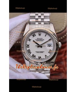 Montre Rolex Datejust 36MM Mouvement Cal.3135 Réplique Suisse avec boîtier en acier 904L et cadran blanc romain