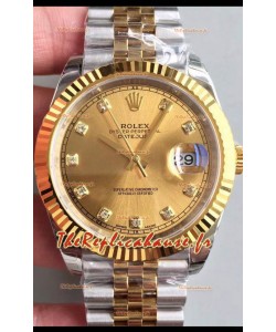 Montre Rolex Datejust 41MM Mouvement Cal.3135 Réplique Suisse en acier 904L bicolore Cadran doré