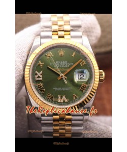 Montre Rolex Datejust 36MM Mouvement Cal.3135 Réplique Suisse en acier 904L bicolore Cadran vert