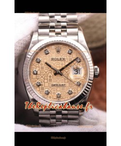 Montre Rolex Datejust 36MM Mouvement Cal.3135 Réplique Suisse en acier 904L cadran perlé 
