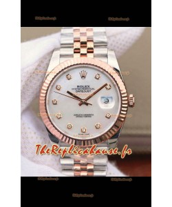 Montre Rolex Datejust 41MM Mouvement Cal.3135 Réplique Suisse en acier 904L cadran perle bicolore