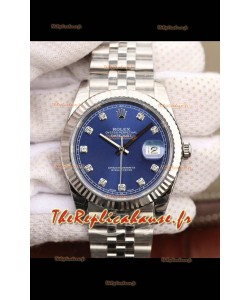 Montre Rolex Datejust 41MM Mouvement Cal.3135 Réplique Suisse en acier 904L cadran bleu