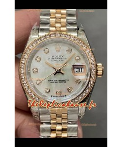 Rolex Datejust Super Clone Cadran en nacre Montre en or rose bicolore 28 mm