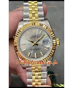 Rolex Datejust Super Clone Cadran Gris Bicolore Or Jaune et Rose 28 mm