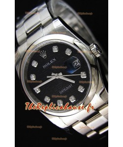 Montre Rolex Datejust 36 mm Cal.3135 Mouvement Suisse à Cadran Noir Imprimé Répliquée