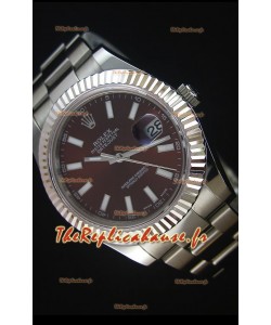Rolex Datejust II 41MM avec Mouvement Cal.3136 Montre Réplique Suisse en Cadran brun et Marqueurs de bâton