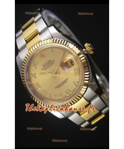 Rolex Datejust Montre Réplique avec Cadran romain en Or 36MM avec 3135 Mouvement Suisse 