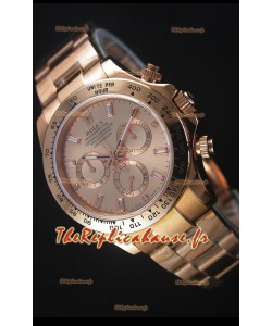 Rolex Daytona Montre Réplique Suisse en Boitier d'Or Rose avec marqueurs de baguette en diamants 