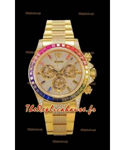 Montre Rolex Daytona ICED OUT en or jaune Mouvement original Cal.4130 - Montre en acier 904L à miroir 1:1 